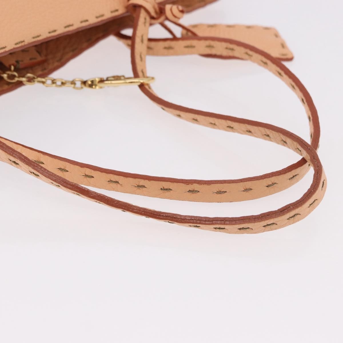 Fendi Selleria Carla Leather, Orange, Leather, Tote Bag