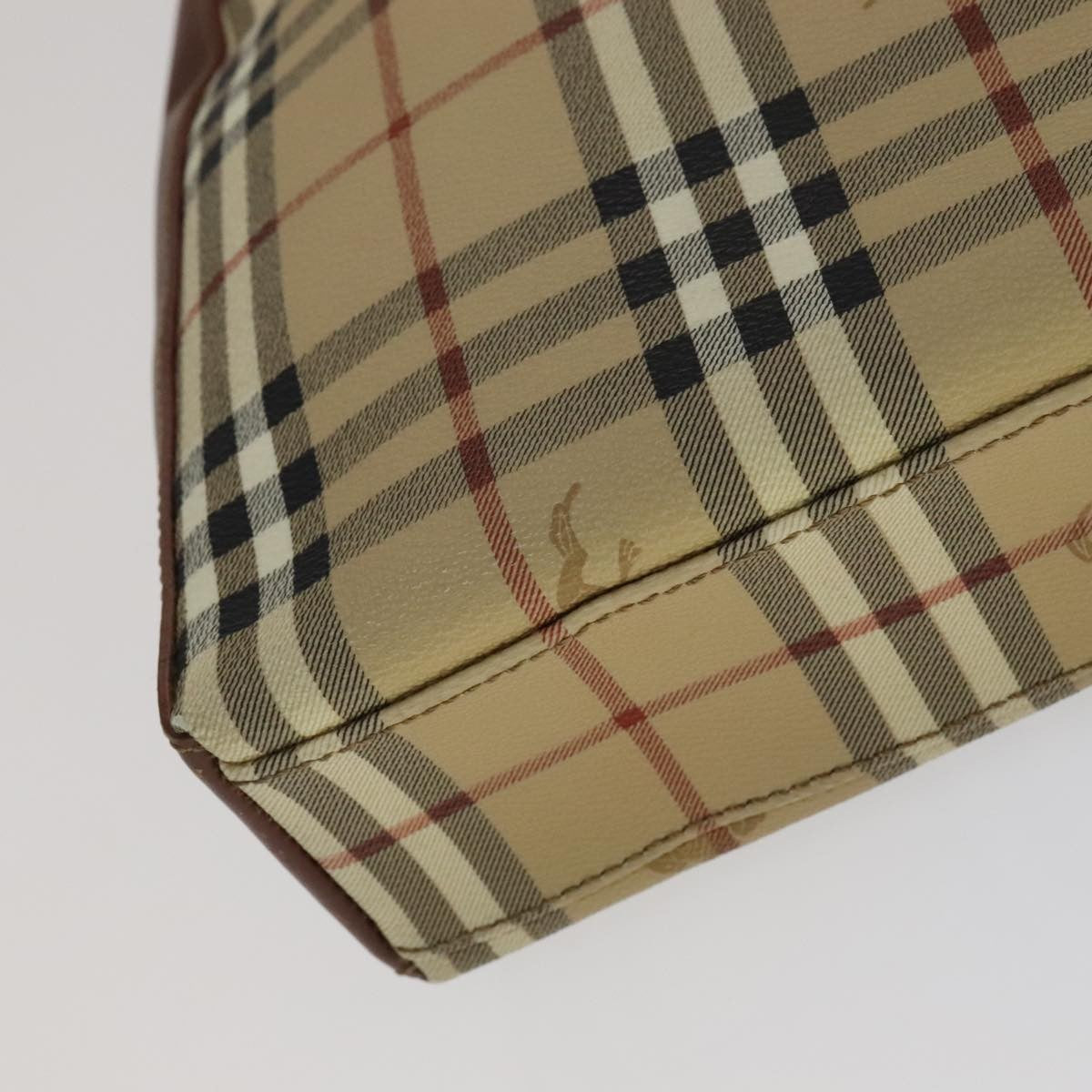 Burberry Shoulder Haymarket Coated Canvas, Beige, PVC, Shoulder bag