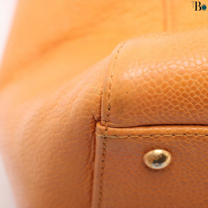 Chanel Coco Mark Leather, ORANGE, LEATHER, Shoulder bag