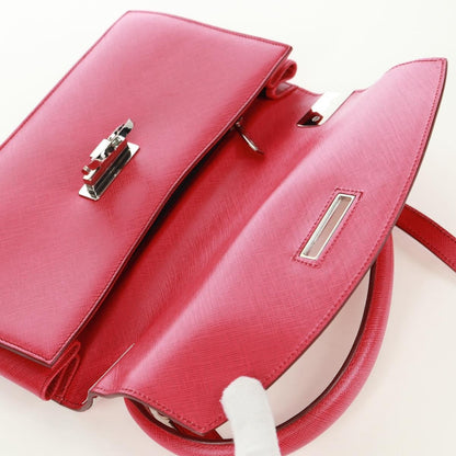 Salvatore Ferragamo Gancini Convertible Top Handle Saffiano Leather, Pink, Leather, Handbag