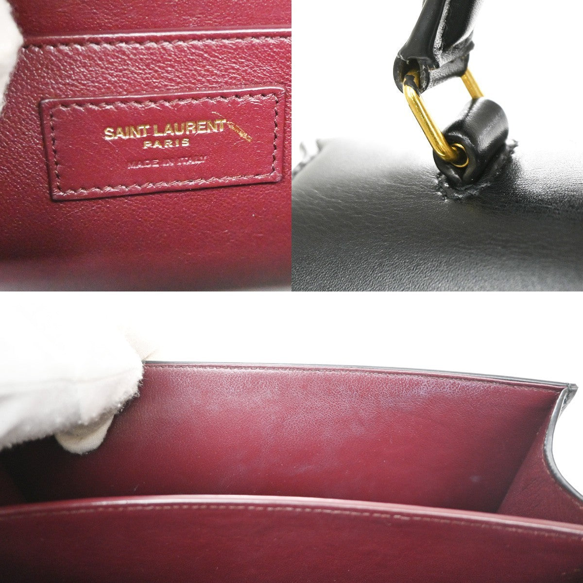 Saint Laurent Cassandra Leather, Black, Leather, Shoulder Bag