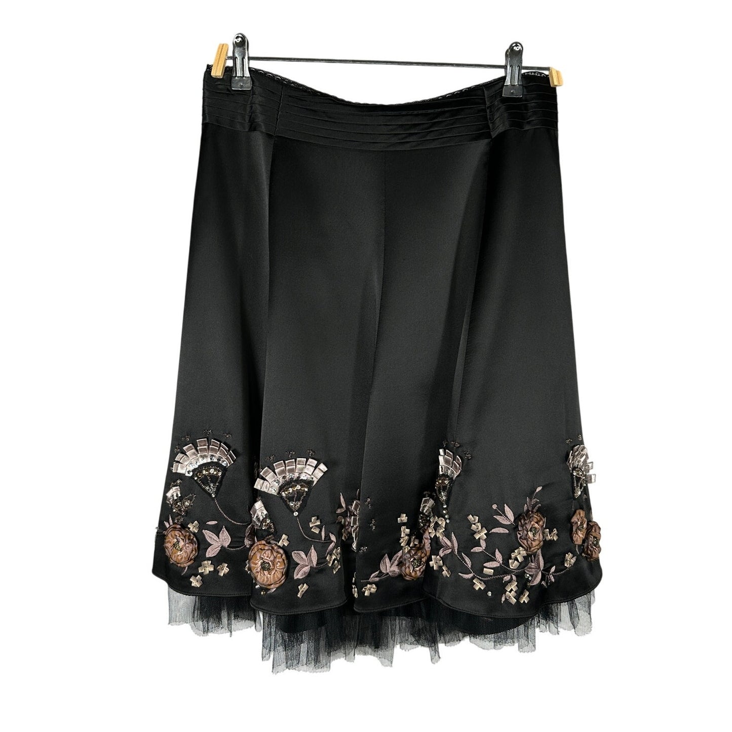 KAREN MILLEN Embroidered Silk Skirt