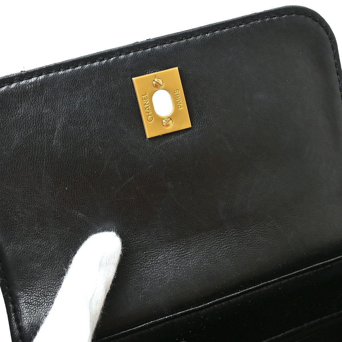 Chanel Vintage CC Lock Flap Quilted Leather, Black, Leather, Shoulder Bag