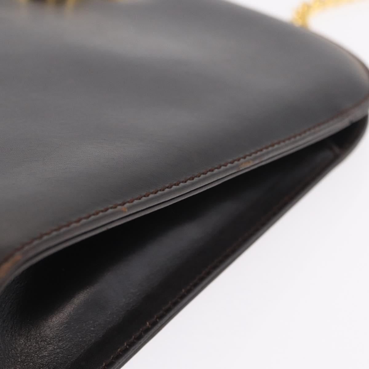Salvatore Ferragamo Vintage Gancini Chain Leather, Brown, Leather, Shoulder Bag
