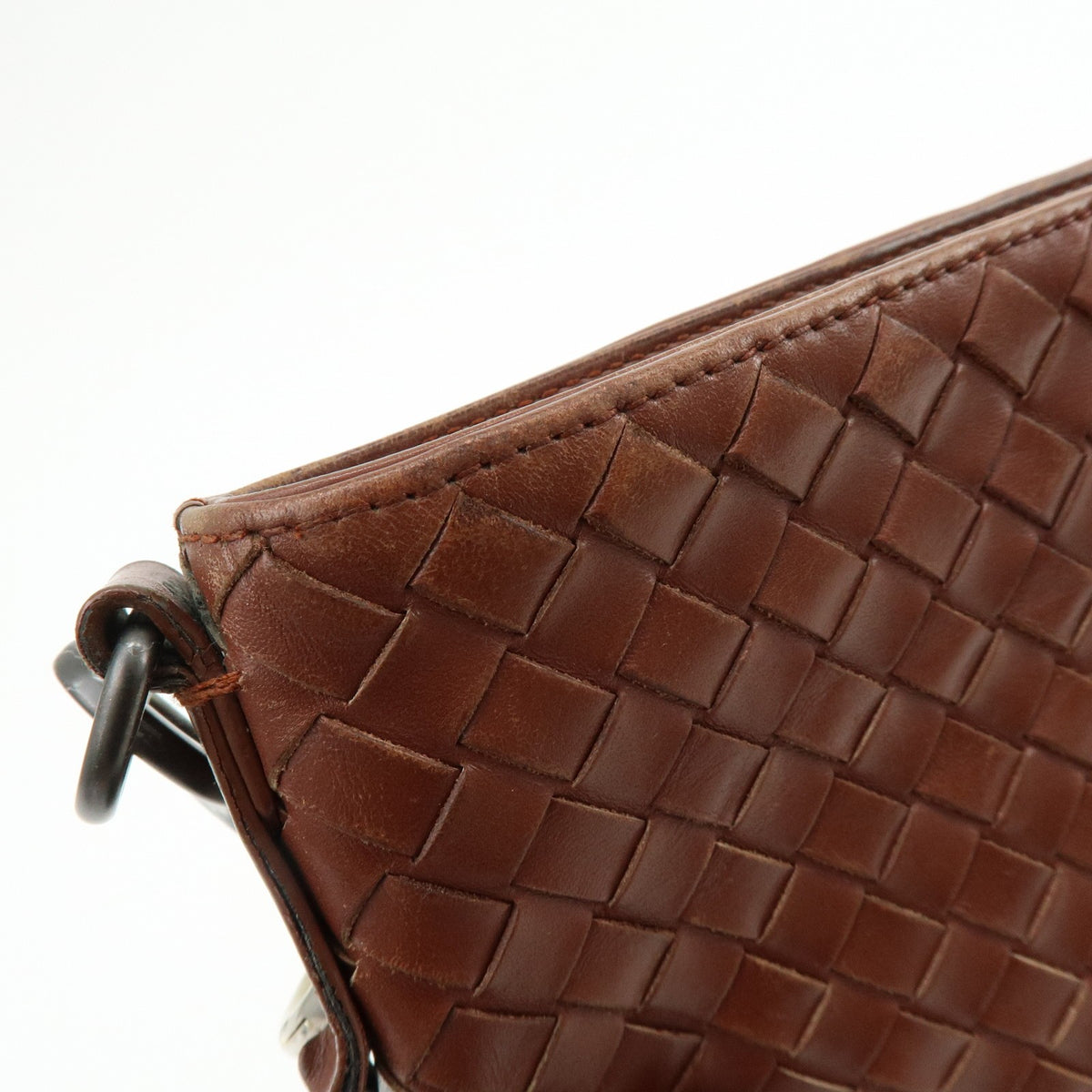 Bottega Veneta Flat Messenger Intrecciato Nappa, Brown, Leather, Handbag