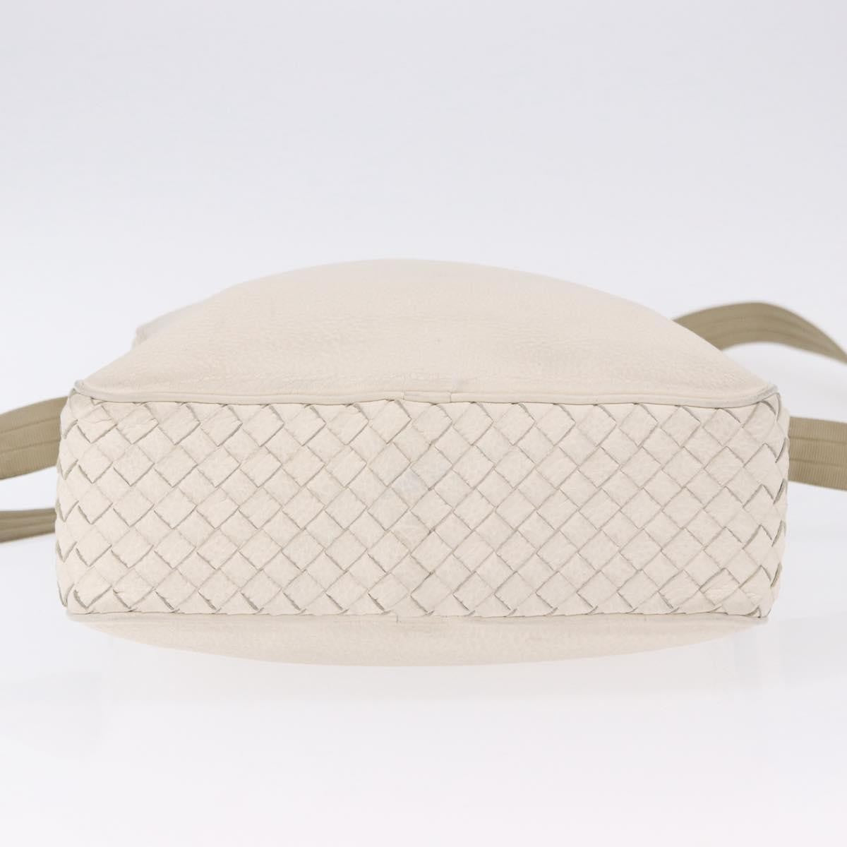 Bottega Veneta Intrecciato Shoulder Leather, White, Leather, Shoulder Bag