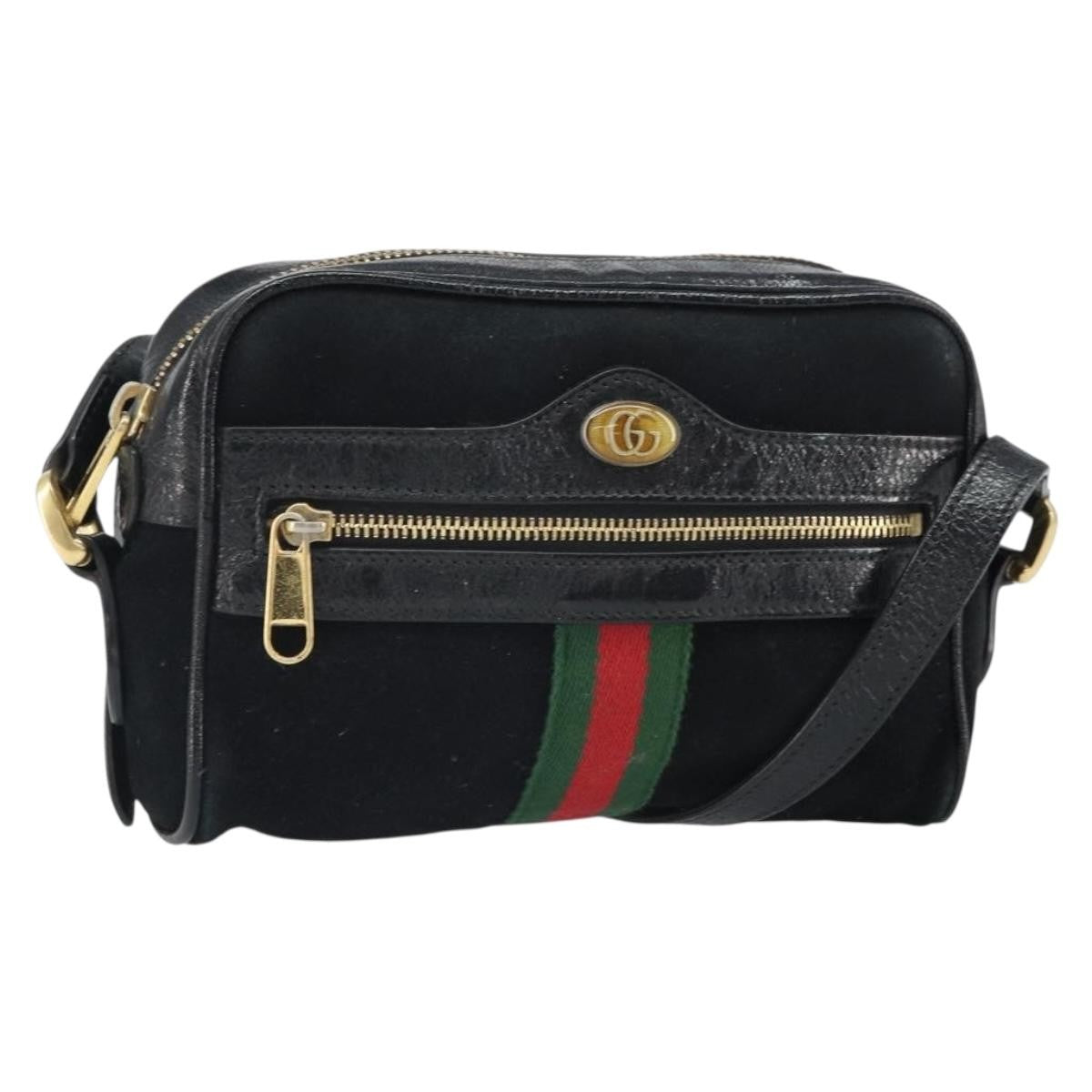 Gucci Ophidia Suede, Black, Suede, Shoulder Bag