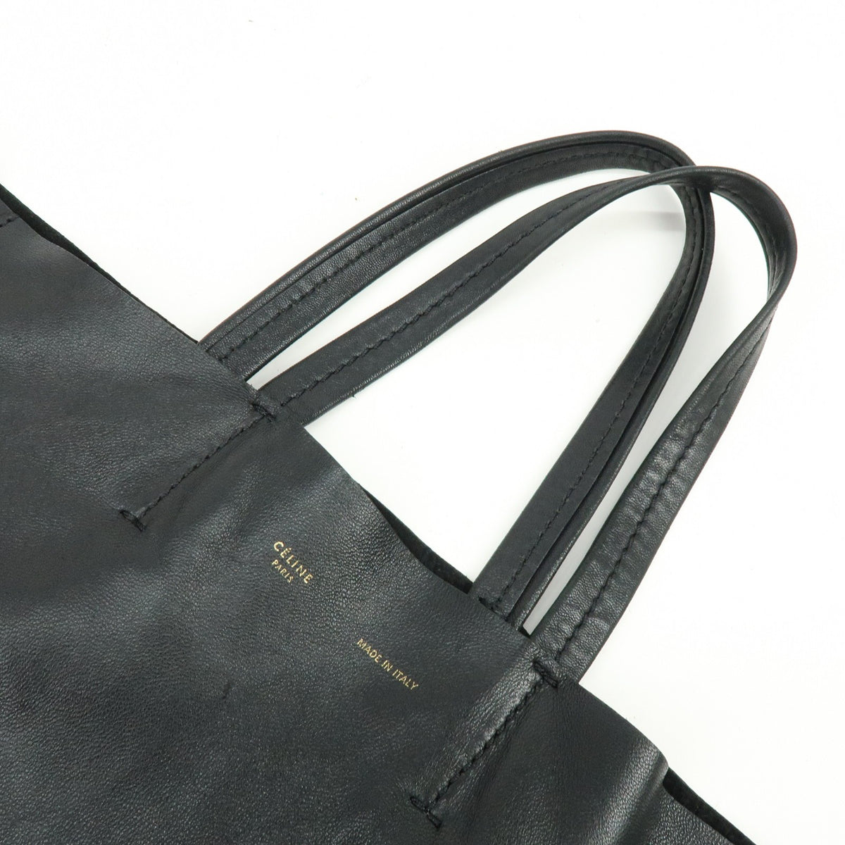 Celine Vertical Cabas Leather, Black, Leather, Tote Bag