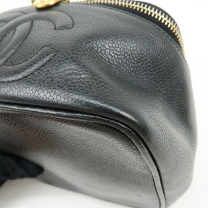 Chanel Vintage Timeless Cosmetic Case Caviar, Black, Leather, Clutch