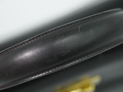 Salvatore Ferragamo Convertible Top Handle Leather, Black, Leather, Handbag