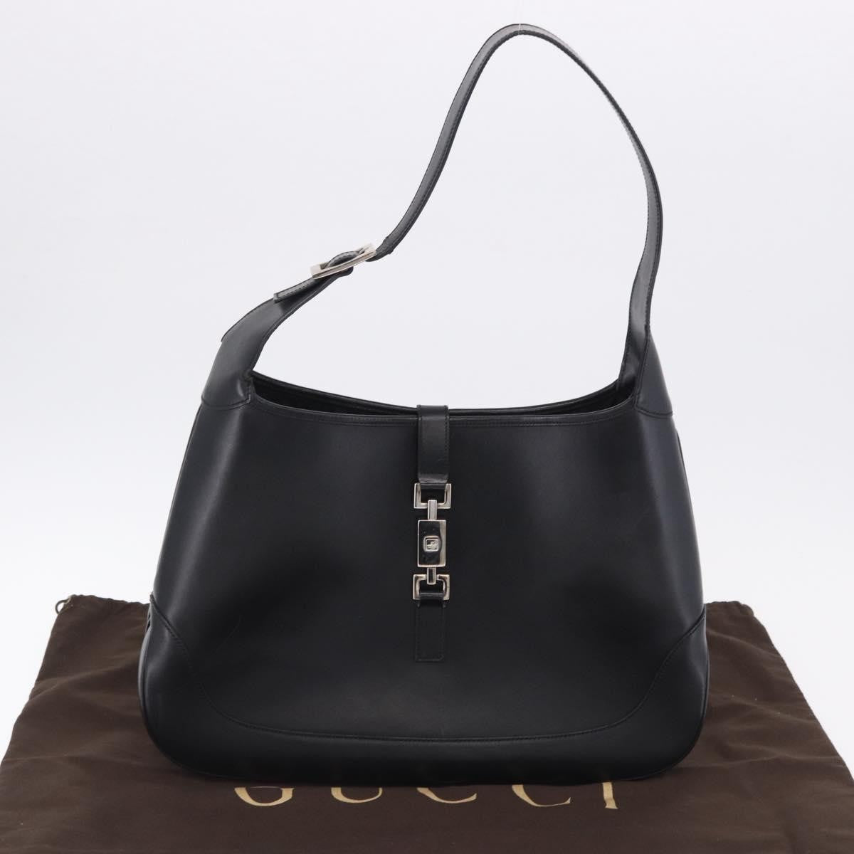 Gucci Jackie O Bouvier Hobo Leather, Black, Leather, Shoulder Bag