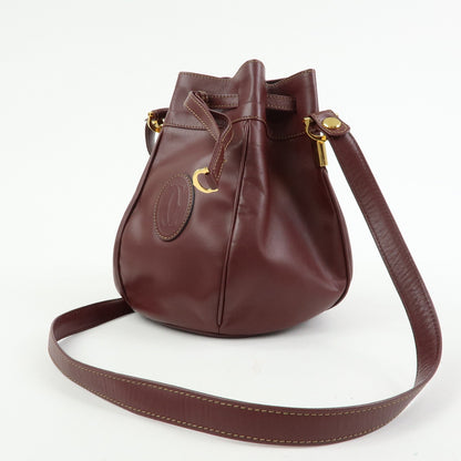 Cartier Must de Cartier Leather, Burgundy, Leather, Shoulder Bag