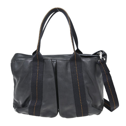 Hermes Horizontal Caravan Leather, Black, Leather, Tote Bag