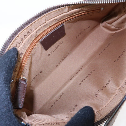 Bvlgari Logomania Canvas with Leather, Khaki, Canvas, Shoulder Bag