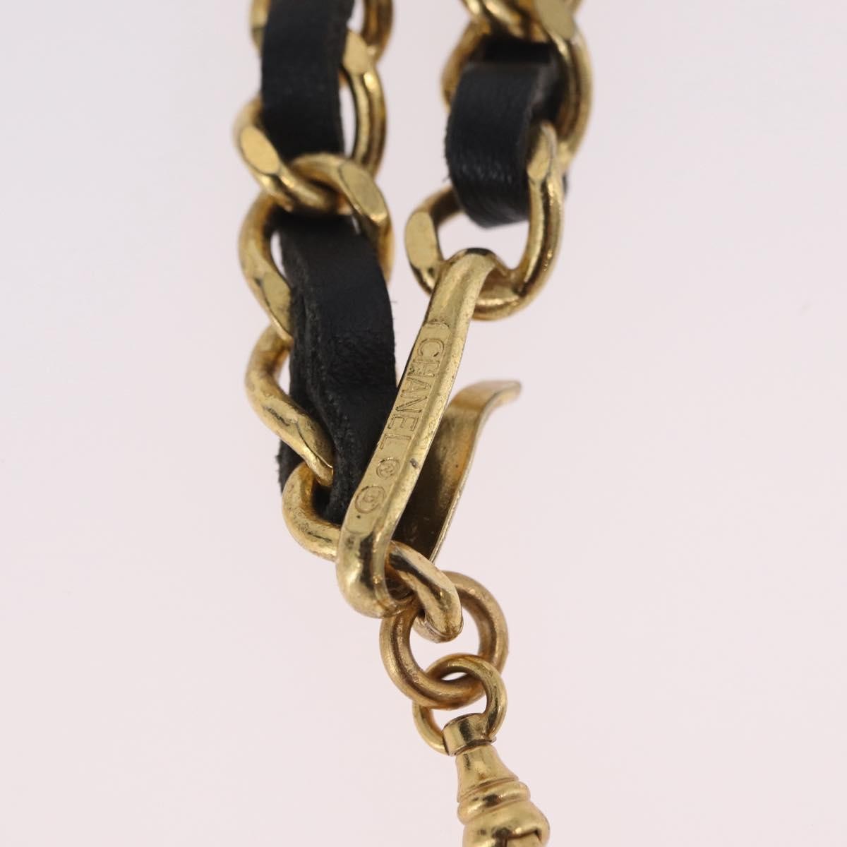 Chanel Vintage Logo Chain Belt Metal and Leather, Gold, Metal, Belt