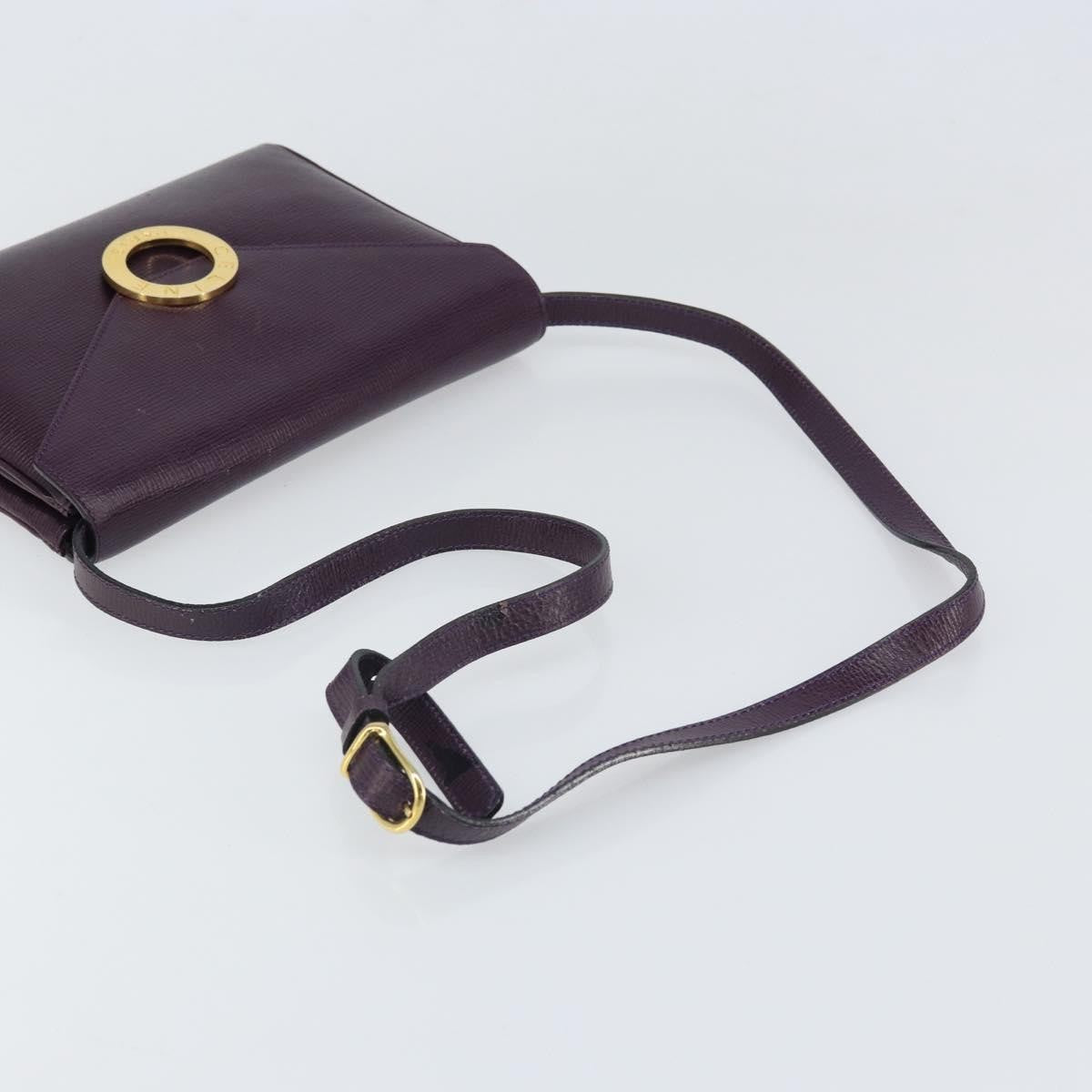 Celine Circle Logo Leather, Purple, Leather, Shoulder Bag