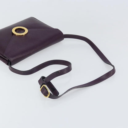 Celine Circle Logo Leather, Purple, Leather, Shoulder Bag