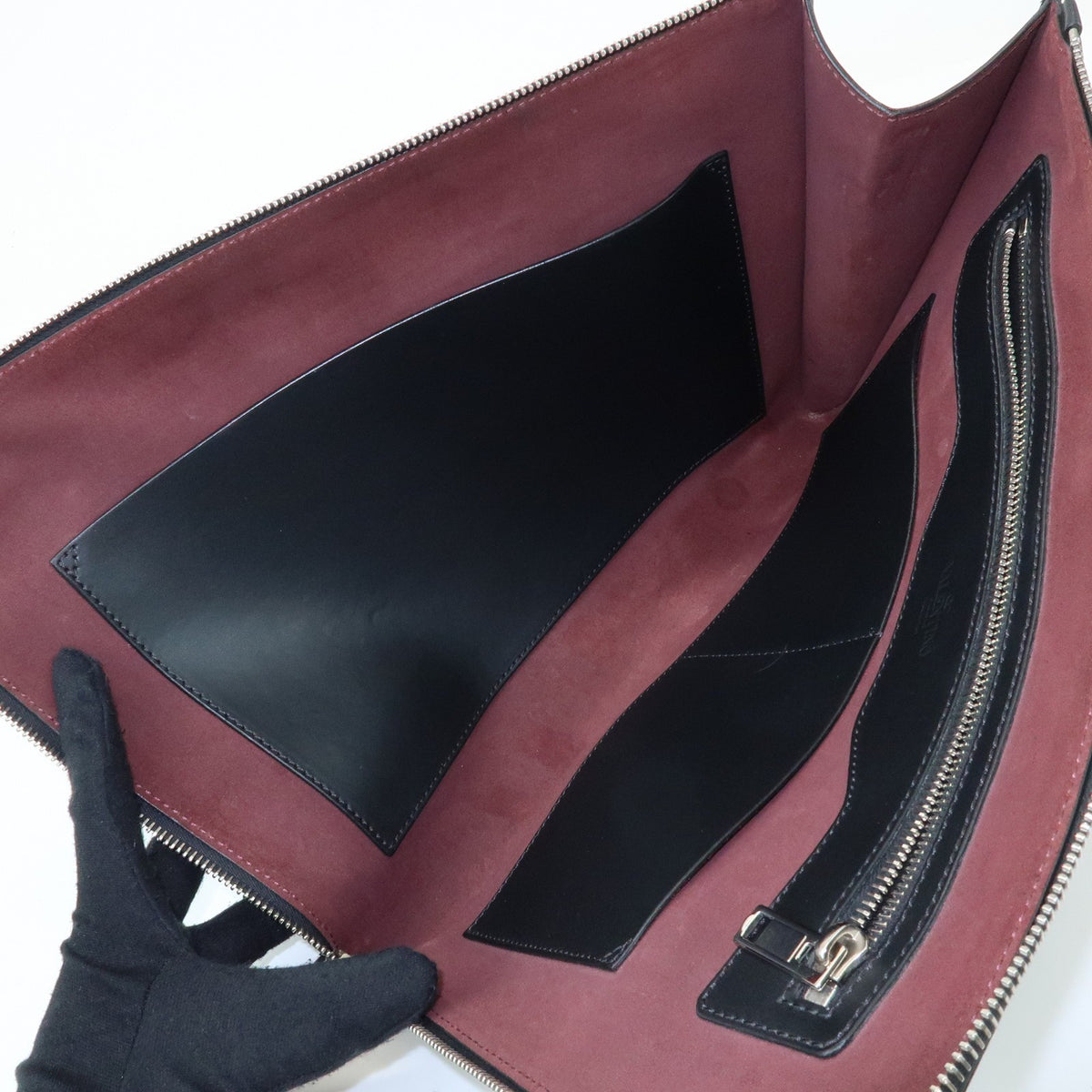 Valentino Garavani VLTN Zip Pouch Printed Leather, Black, Leather, Clutch