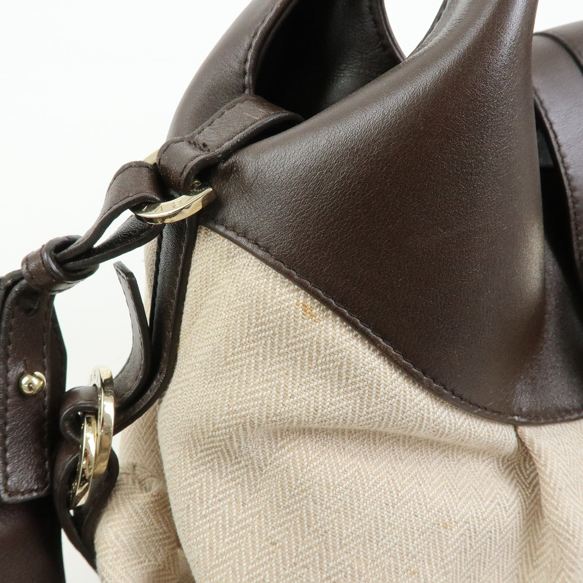 Bvlgari Chandra Hobo Canvas and Leather, Beige, Canvas, Shoulder Bag