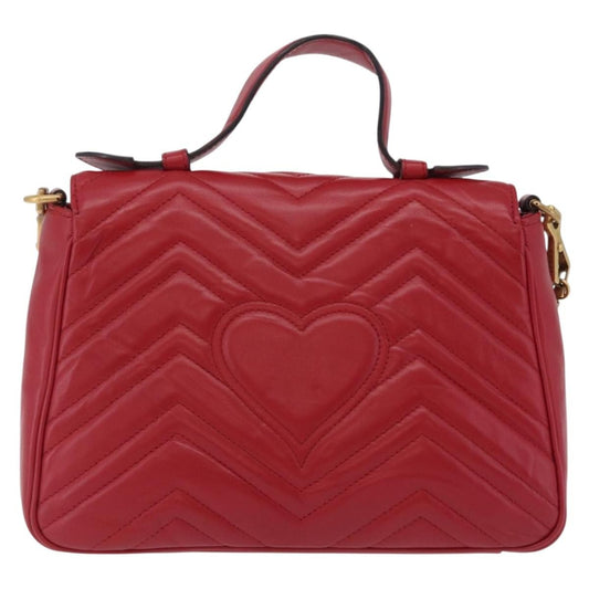 Gucci GG Marmont Top Handle Matelasse Leather, Red, Leather, Handbag