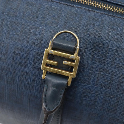 Fendi Boston Zucchino Coated Canvas, Navy, Canvas, Handbag