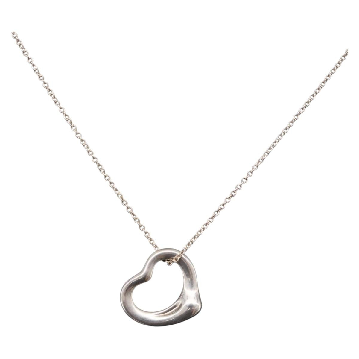 Tiffany & Co. Elsa Peretti Open Heart Pendant Sterling Silver, Silver, Sterling Silver, Necklace