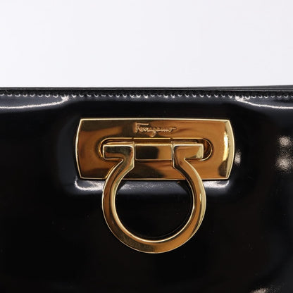 Salvatore Ferragamo Vintage Gancini Chain Patent Leather, Black, Patent Leather, Shoulder Bag
