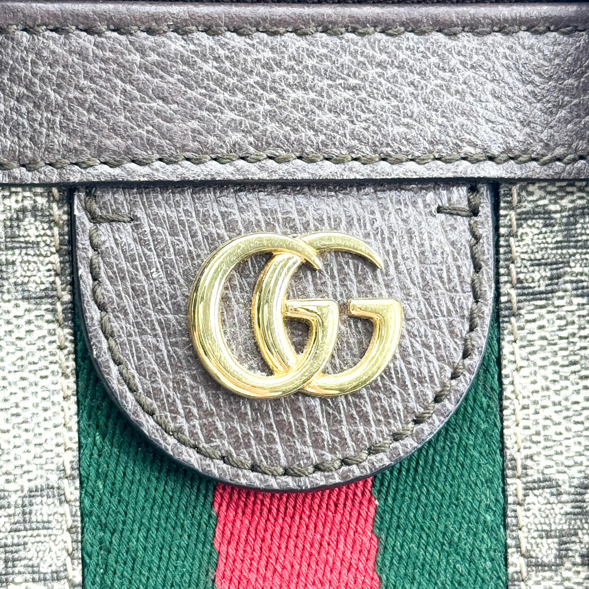Gucci Ophidia Top Handle GG Coated Canvas, Brown, Canvas, Tote Bag
