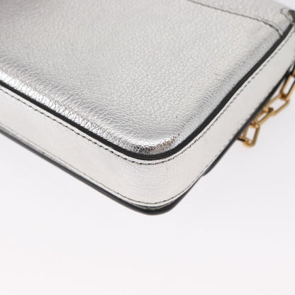 Burberry D-Ring Chain Leather, Silver, Leather, Shoulder Bag