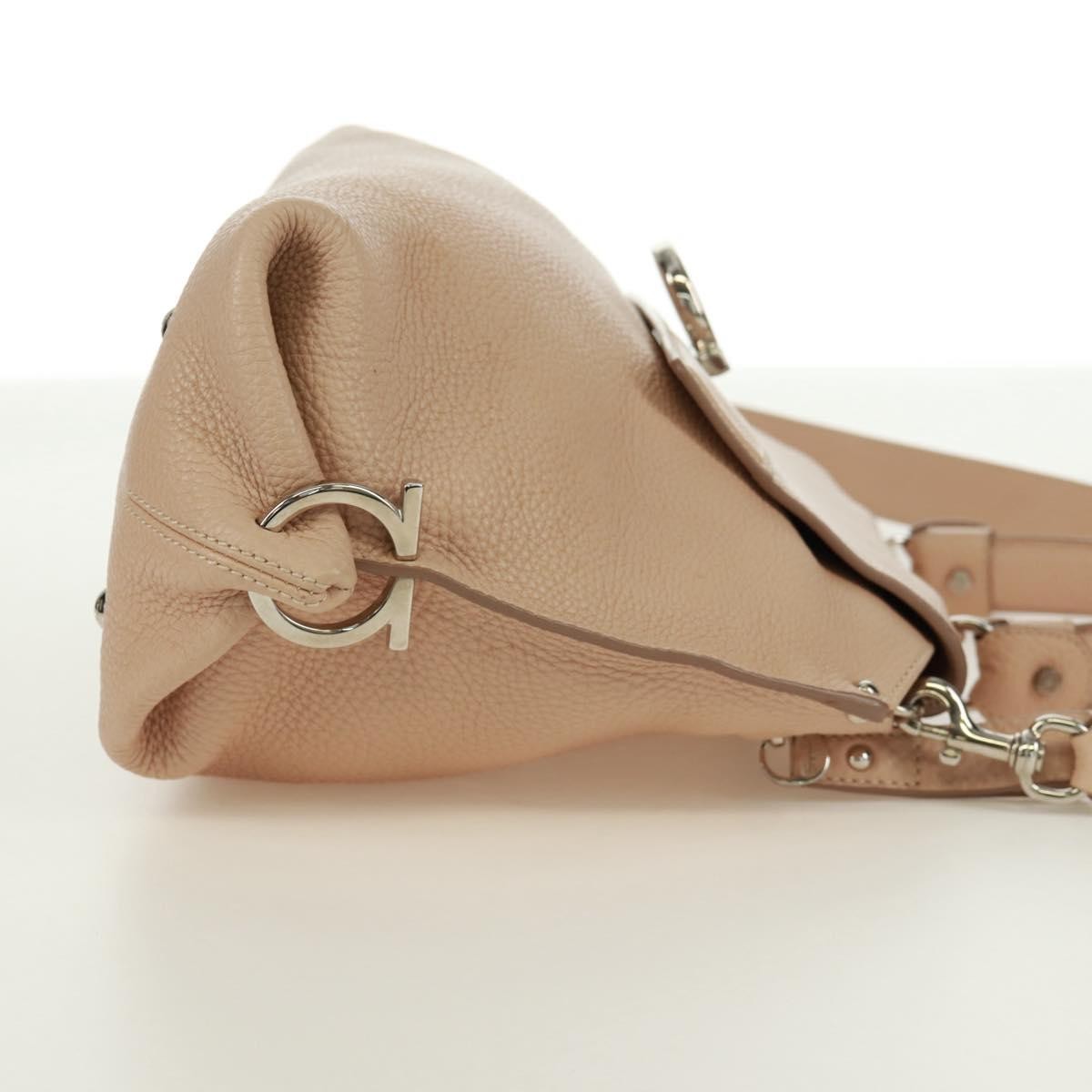 Salvatore Ferragamo Sofia Satchel Grainy Leather, Beige, Leather, Handbag