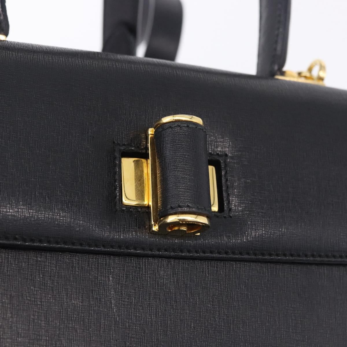 Salvatore Ferragamo Gancini Leather, Black, Leather, Handbag