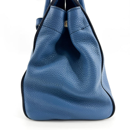 Prada Vitello Daino Leather, Blue, Leather, Shoulder Bag