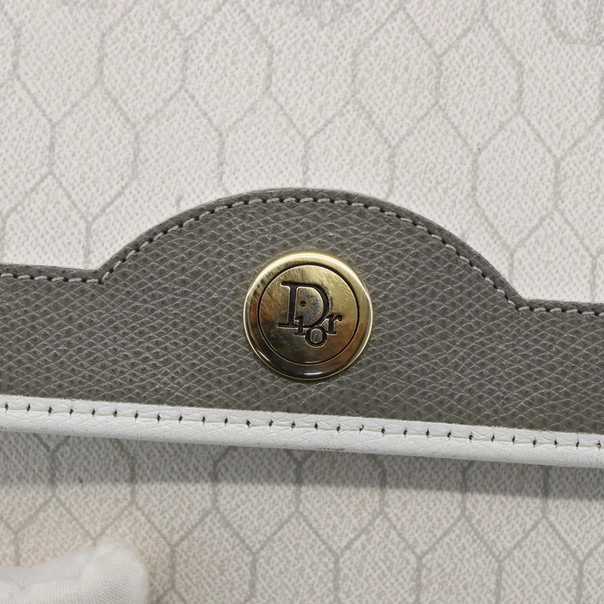 Christian Dior Vintage Honeycomb Canvas, White, Canvas, Shoulder Bag