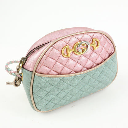 Gucci Trapuntata Camera Quilted Laminated Leather, Pink, Leather, Handbag