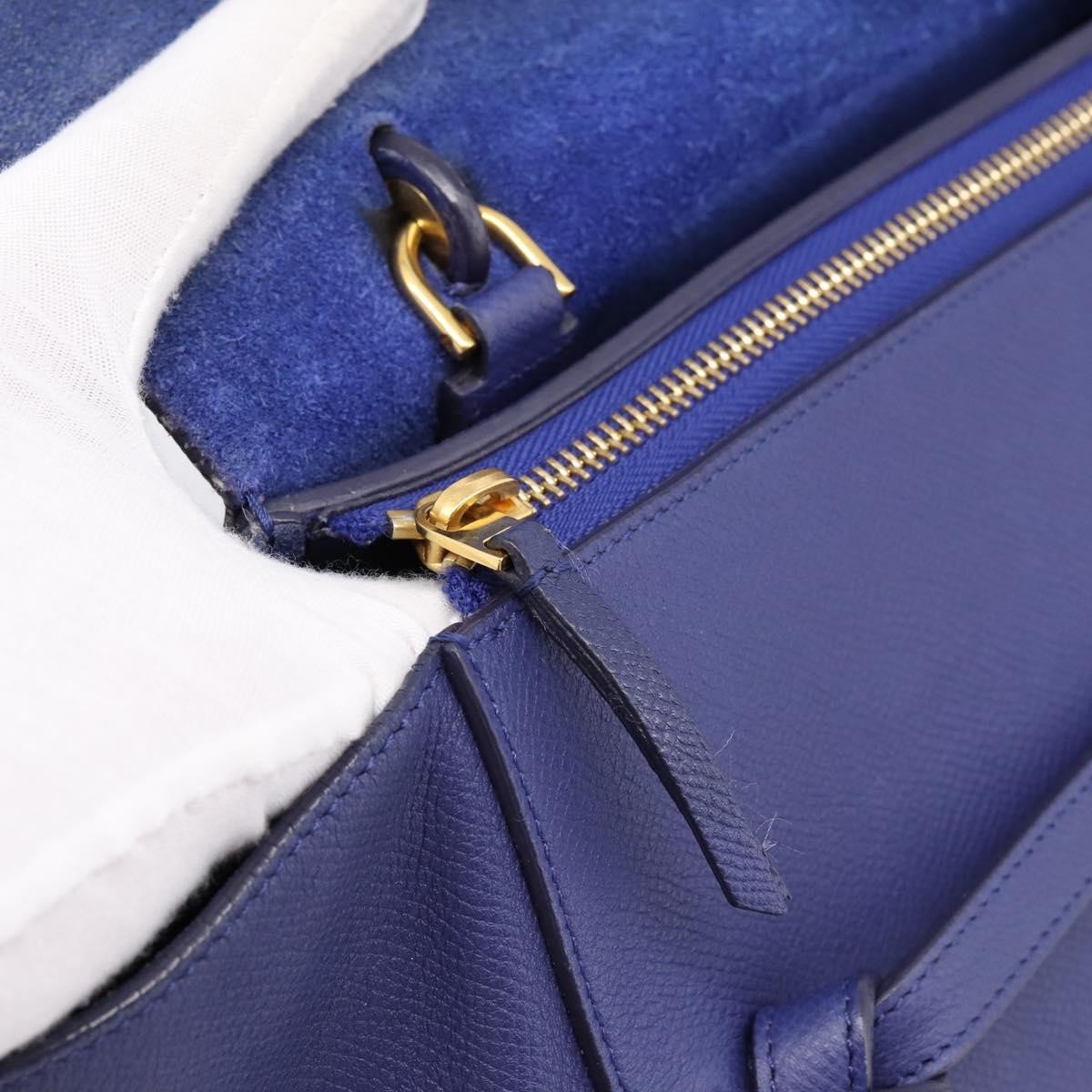 Celine Belt Leather, Blue, Leather, Handbag