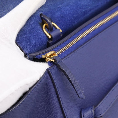 Celine Belt Leather, Blue, Leather, Handbag