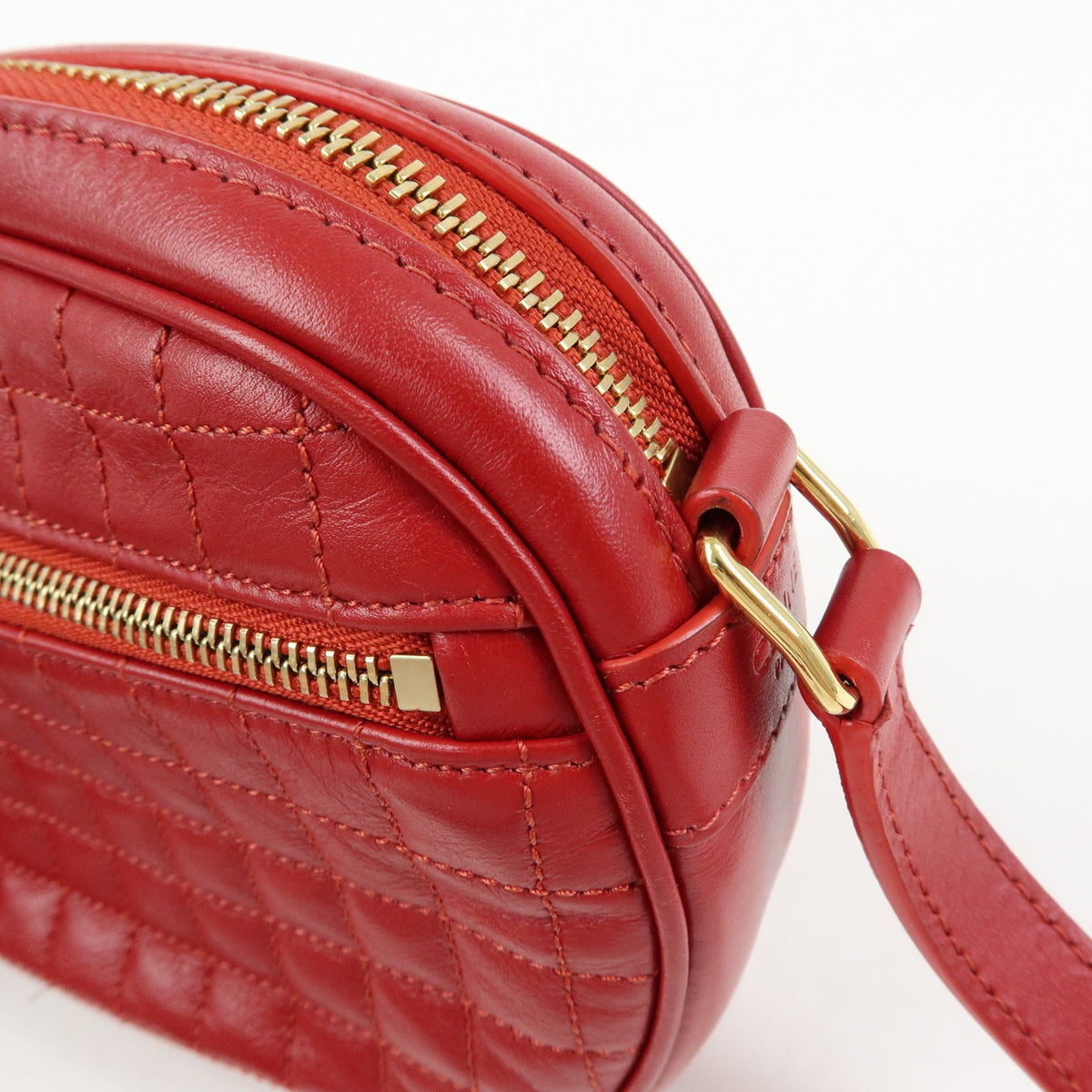 Celine C Charm Camera Quilted Leather, Red, Leather, Handbag