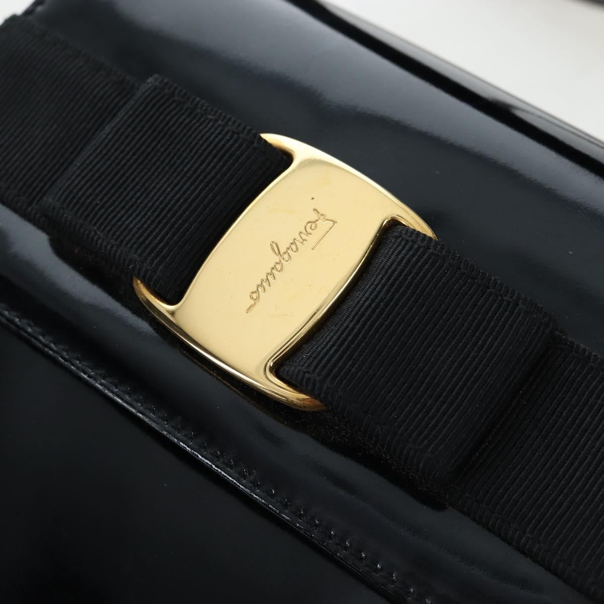 Salvatore Ferragamo Vala Patent Leather, Black, Patent Leather, Shoulder Bag