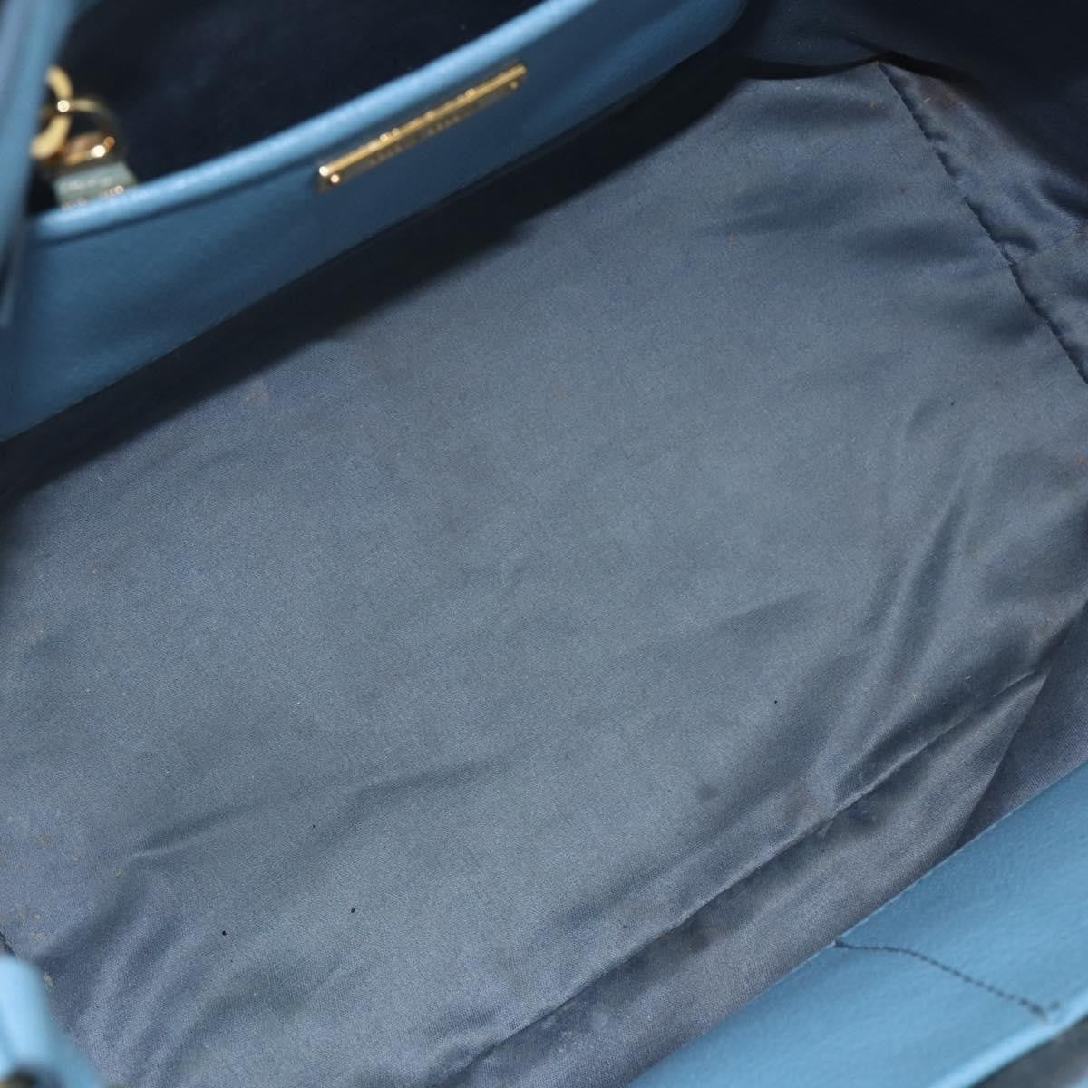 Miu Miu Madras Convertible Lock Leather, Blue, Leather, Tote Bag