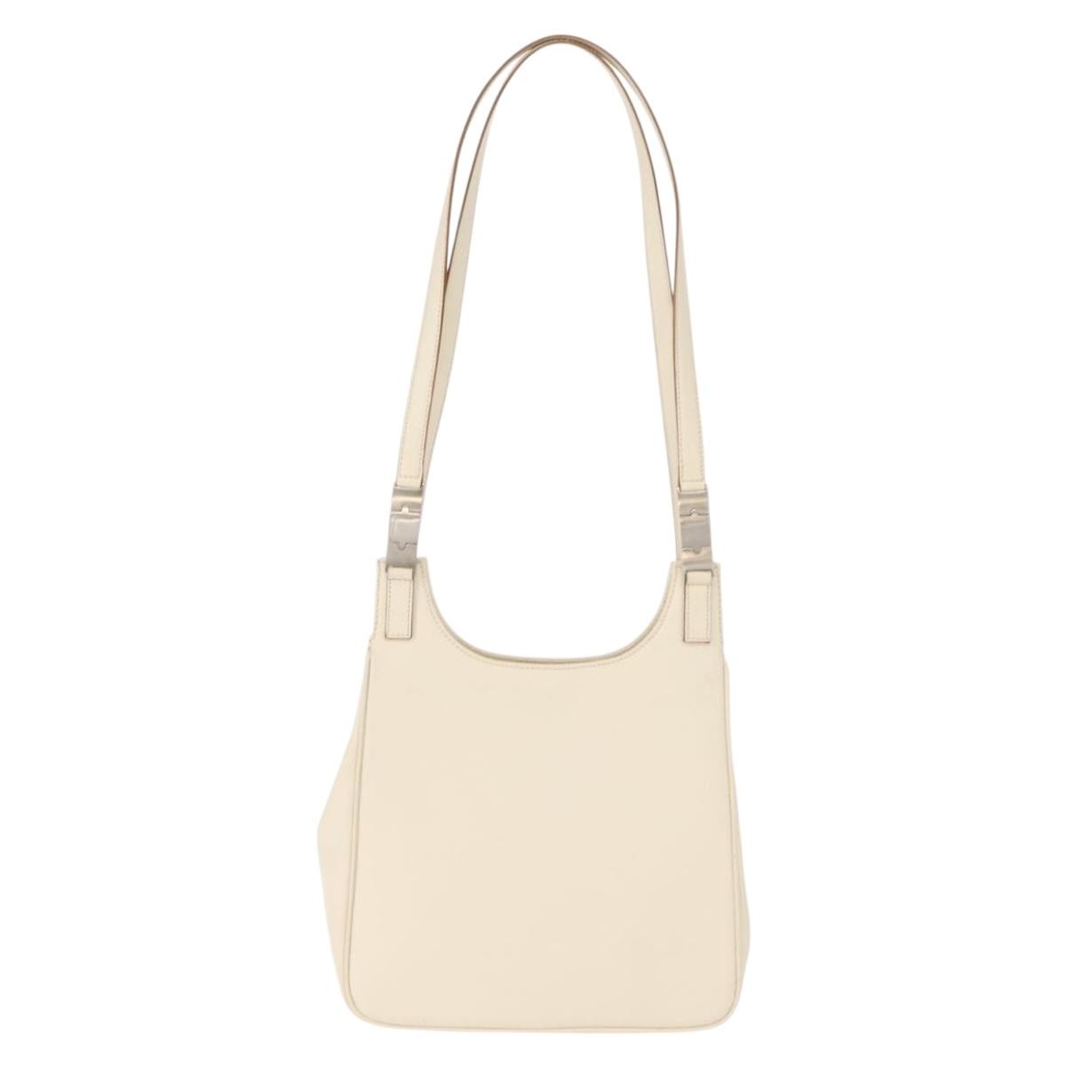 Salvatore Ferragamo Shoulder Leather, Ecru, Leather, Shoulder Bag