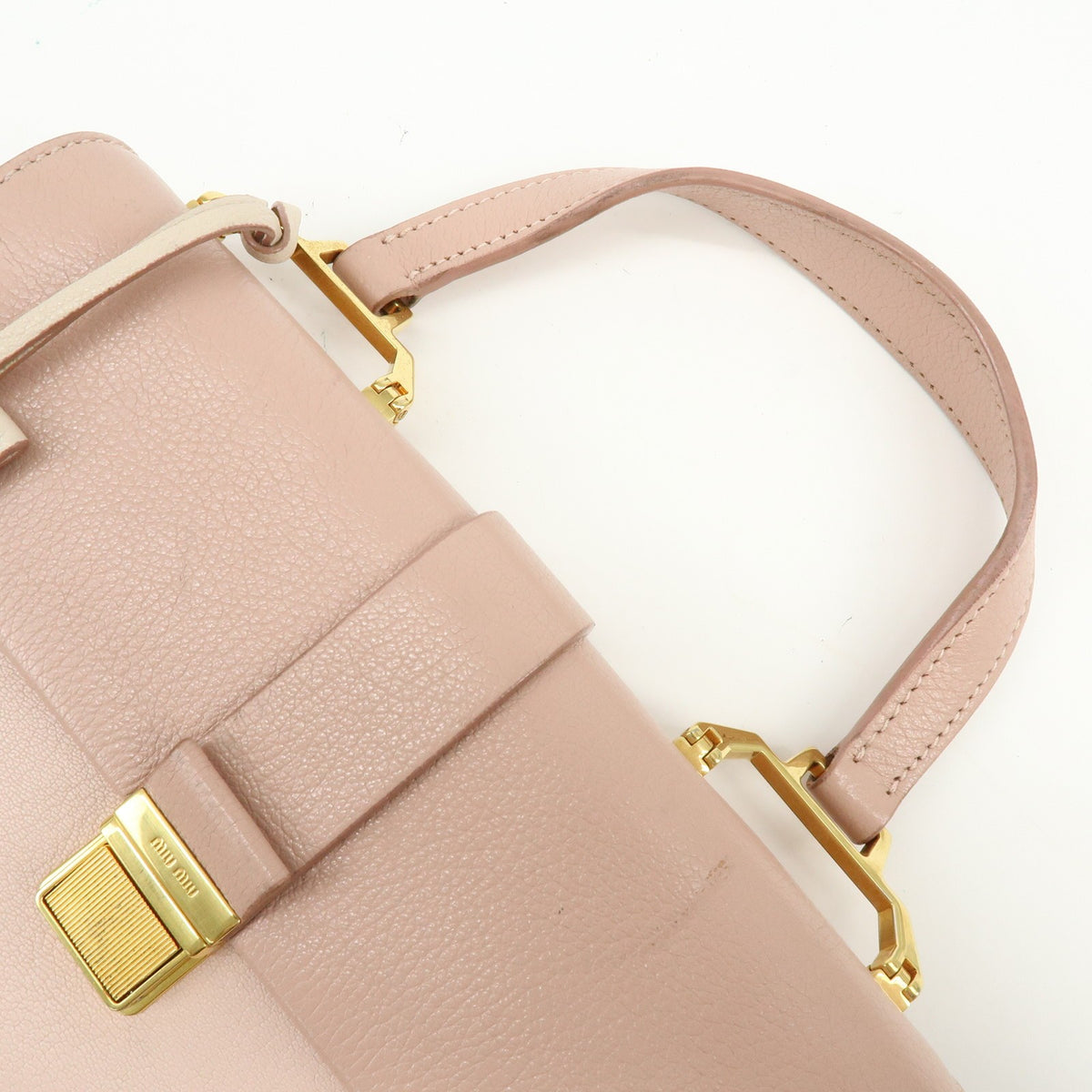 Miu Miu Madras Convertible Compartment Top Handle Leather, Pink, Leather, Handbag