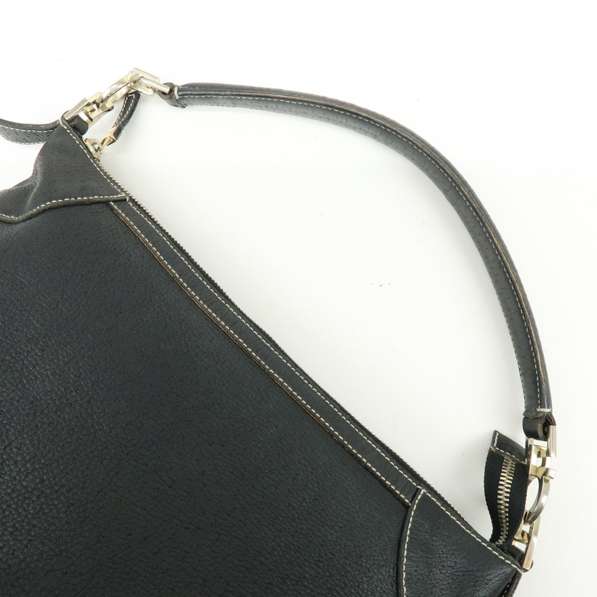 Salvatore Ferragamo Gancini Leather, Black, Leather, Crossbody Bag