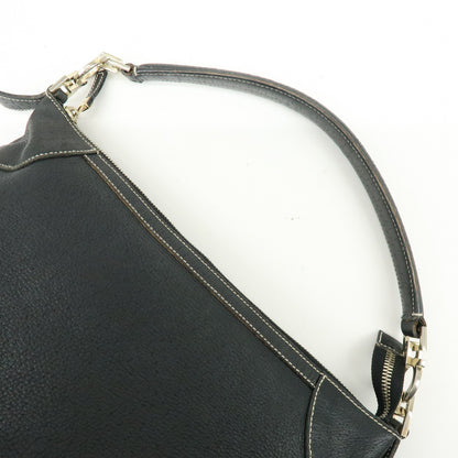 Salvatore Ferragamo Gancini Leather, Black, Leather, Crossbody Bag