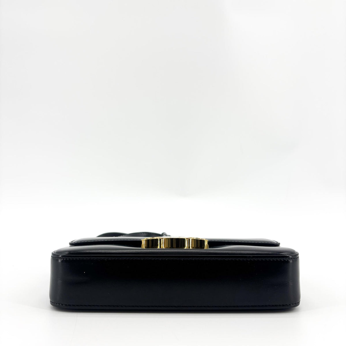 Celine Triomphe East-West Smooth Calfskin, Black, Leather, Shoulder Bag
