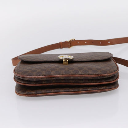 Celine Vintage Macadam Canvas and Leather, Brown, PVC, Shoulder Bag