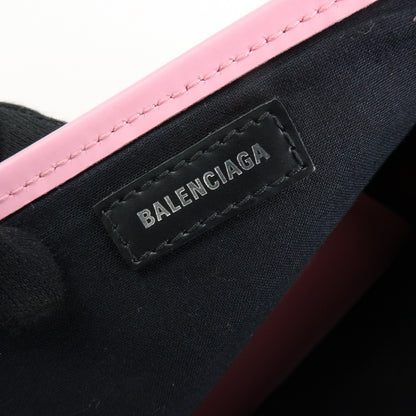 Balenciaga Navy Cabas Canvas with Leather, Pink, Canvas, Tote Bag