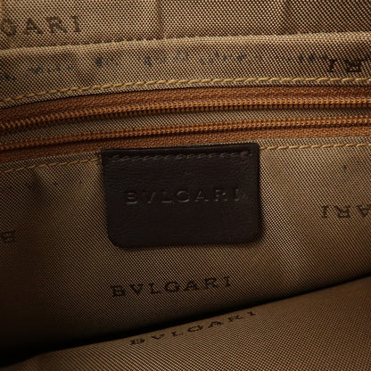 Bvlgari Logomania Canvas with Leather, Khaki, Canvas, Shoulder Bag