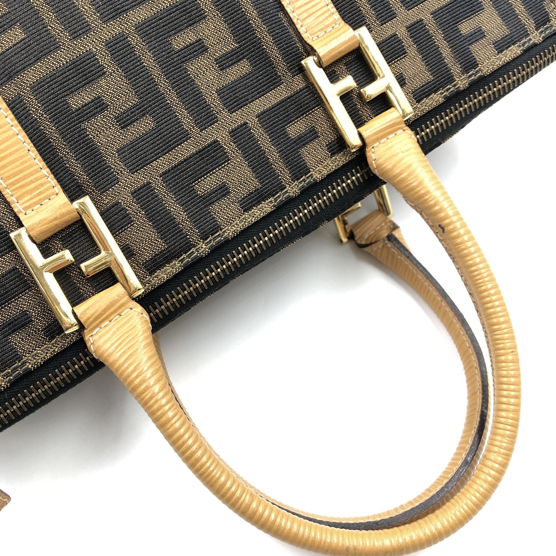 Fendi Zucca Tote Canvas, Brown, Canvas, Handbag