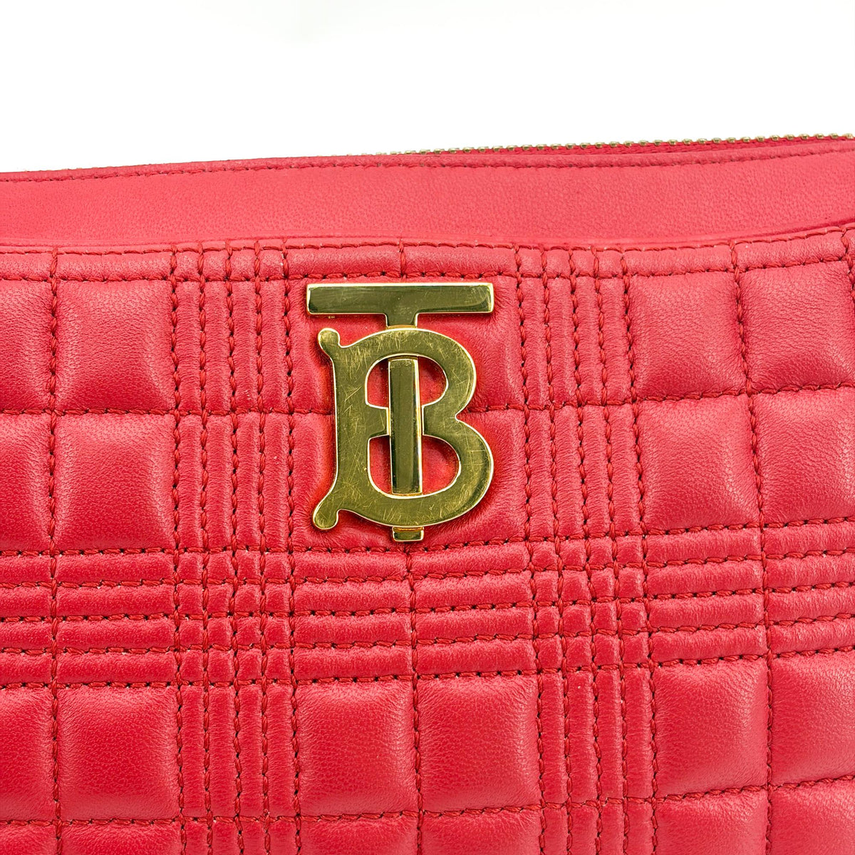 Burberry TB Camera Quilted Leather, Gold, Leather, Shoulder Bag