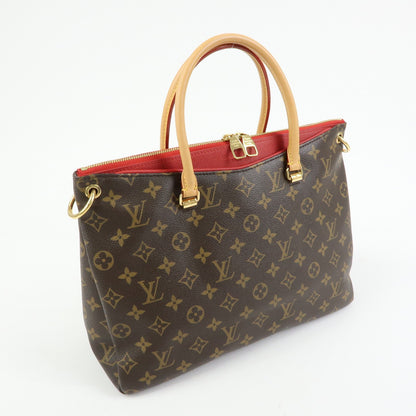Louis Vuitton Pallas Monogram Canvas with Leather, Brown, Canvas, Tote Bag